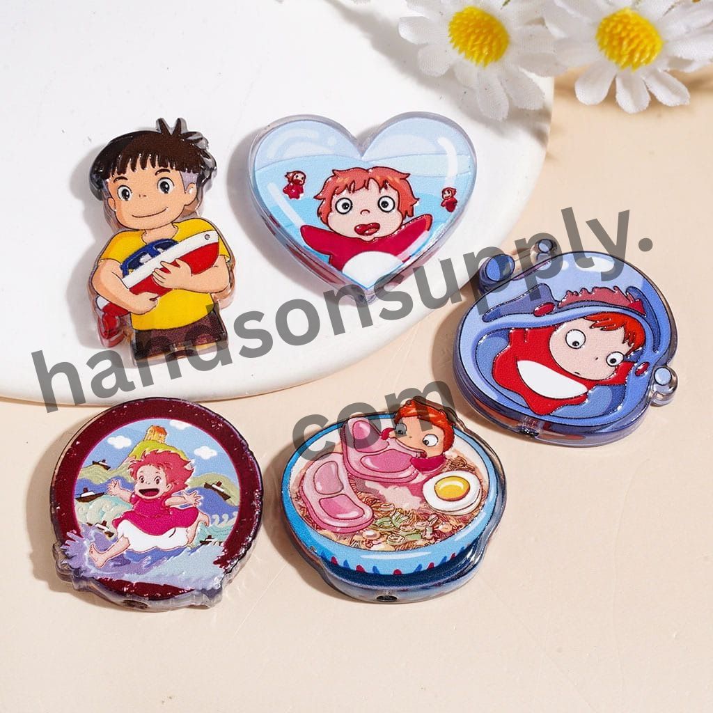 Cute Japanese-Style Goldfish Girl Anime Character Series Acrylic Beads, Random Mix