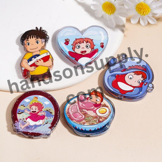 Cute Japanese-Style Goldfish Girl Anime Character Series Acrylic Beads, Random Mix