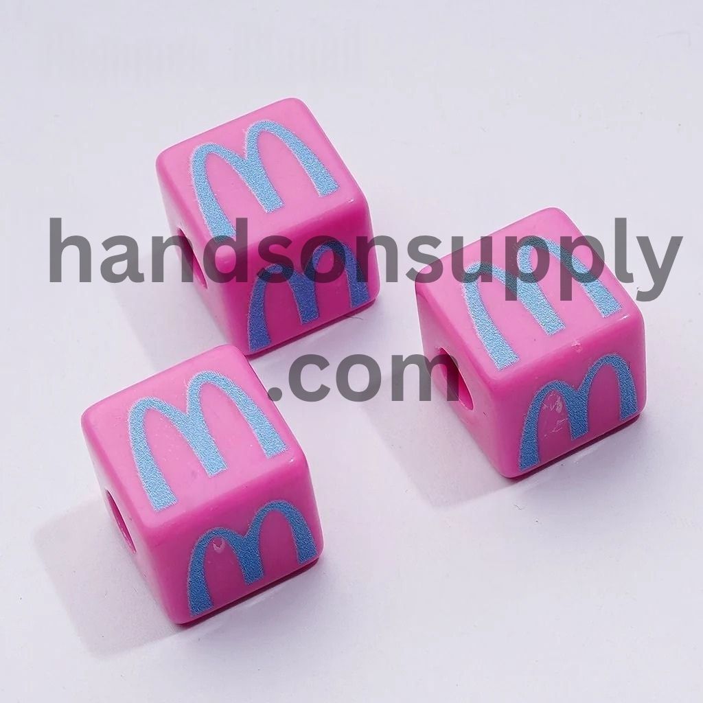 Multi-Color McDonal Series Square Cube Cute Acrylic Beads, Around 16MM