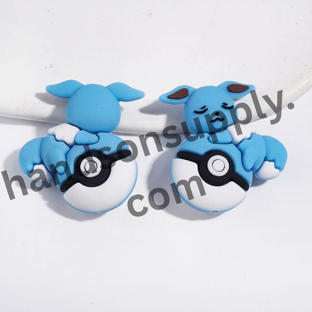 3D Cute Elf Character Resting on Magic Ball Silicone Focal Beads, 31*33MM, Multi-Color