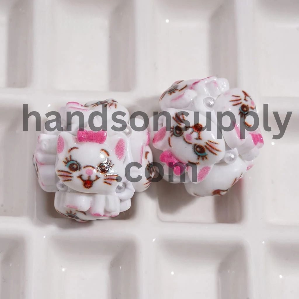 Adorable Clay Beads with Classic Animation Character Series and White Pearls, 18MM, Assorted Characters
