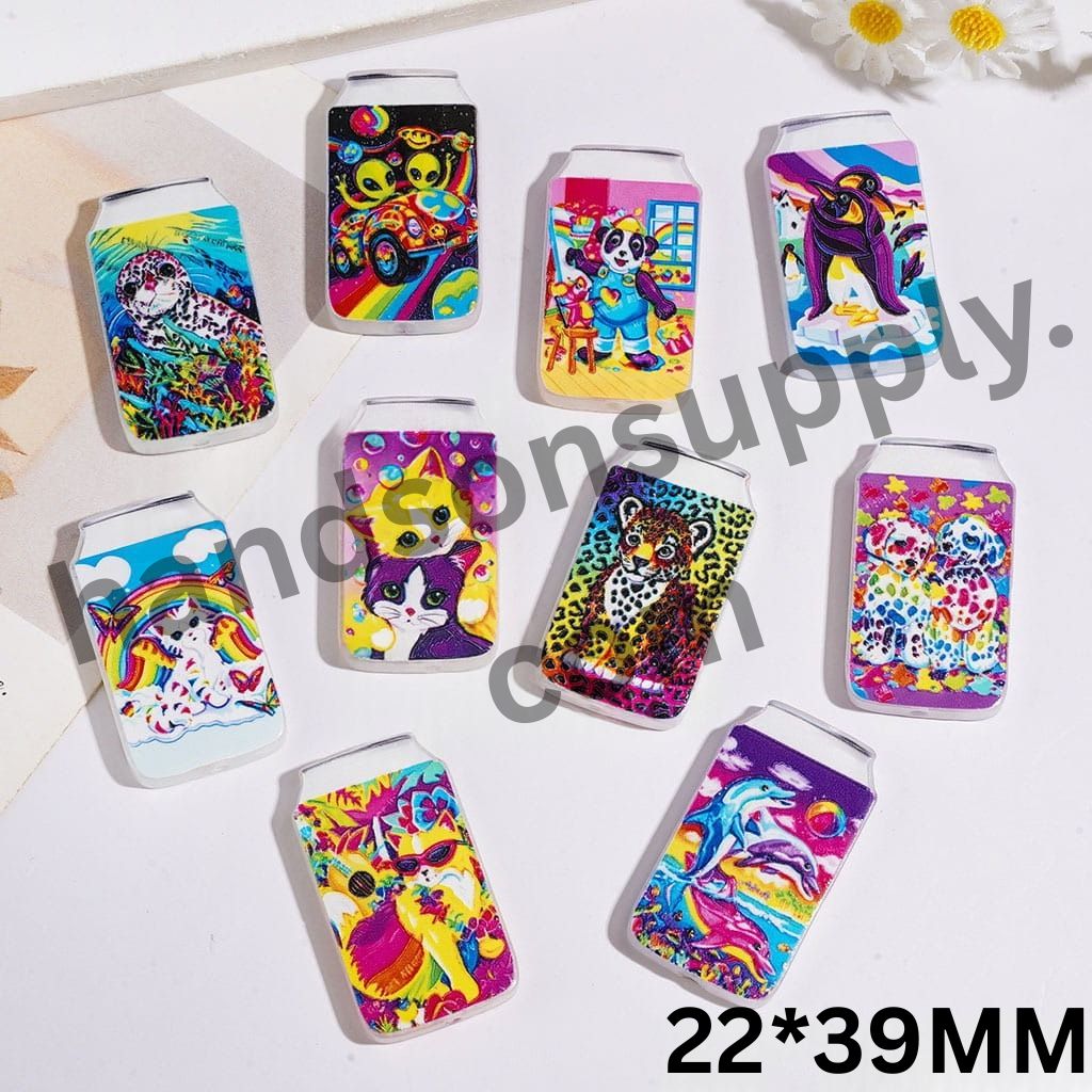 Colorful Retro Rainbow Animal-Themed Bottle Shape Acrylic Beads, 22*39MM, Random Mix