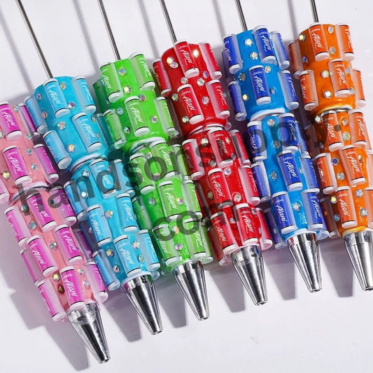 Colorful Canned Functional Beverage Designs with AB Rhinestones Beadable Clay Pens, Multi-Color, Random Mix
