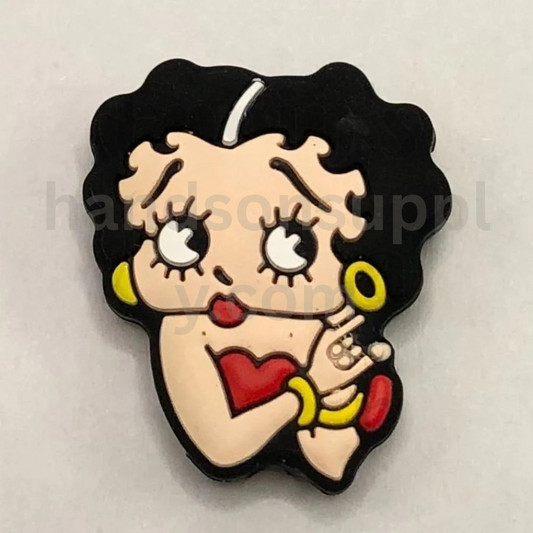 Retro Red Dress Cartoon Girl Character Silicone Focal Beads