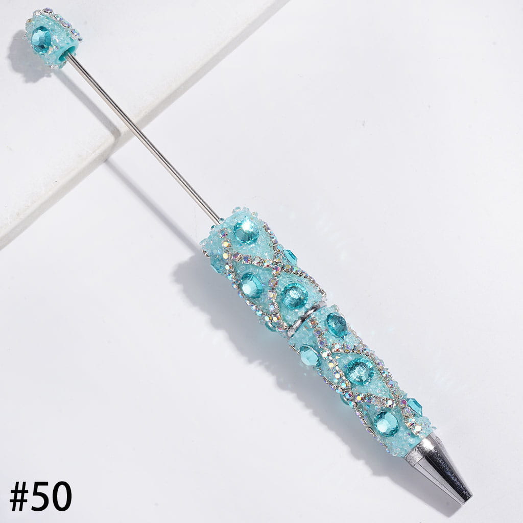 Handmade Beadable Sugar Pens with Multicolor Flat Back Rhinestones, "X" Shaped AB Rhinestone Chains & Clear Cone Shaped Rhinestones Covered the Entire Pens