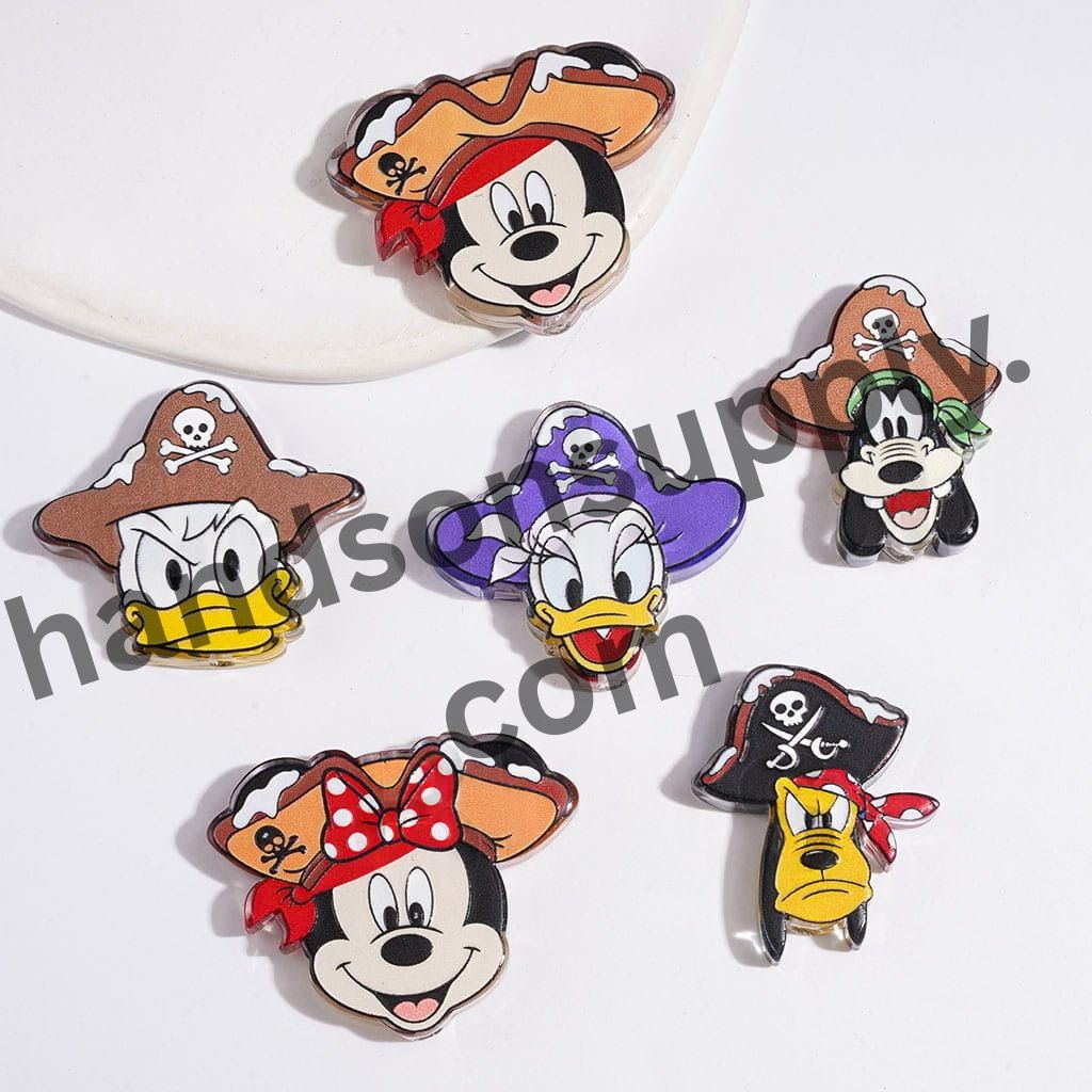Pirate Animal Character Series with Skull and Pirate Hat Designs Semi-Clear Acrylic Beads, Random Mix