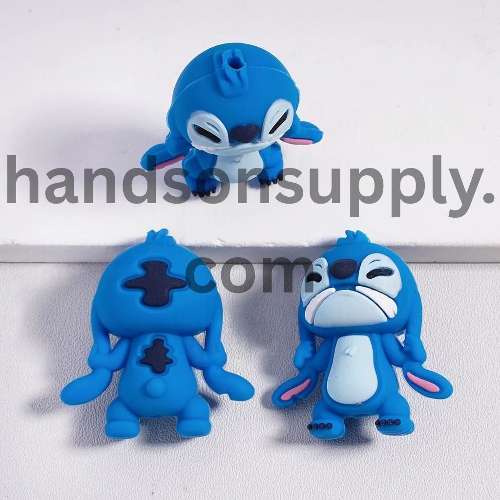 3D Cute Blue Monster Character Series Silicone Focal Beads
