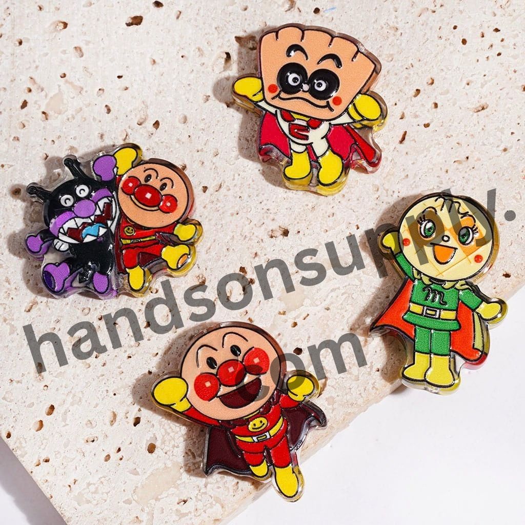 Playful Superhero Cartoon Character Series Bread-Themed Semi-Clear Acrylic Beads, Random Mix