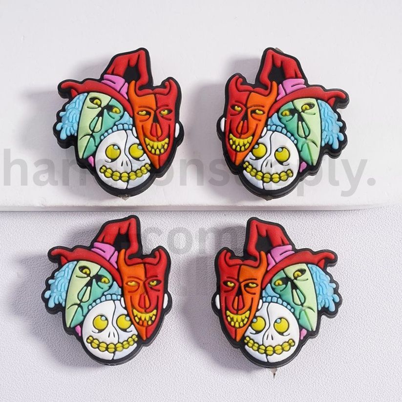 Grinchmas Mischief Green Monster with Santa Christmas Hat Silicone Focal Beads