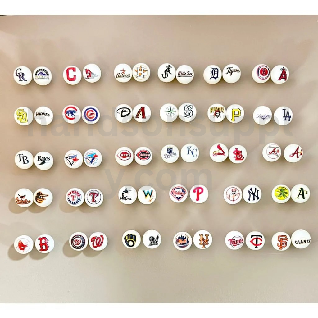 All Teams Baseball Theme White Round 16MM Assorted Mix Frosted Acrylic Beads