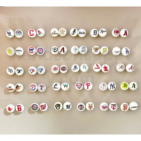 All Teams Baseball Theme White Round 16MM Assorted Mix Frosted Acrylic Beads
