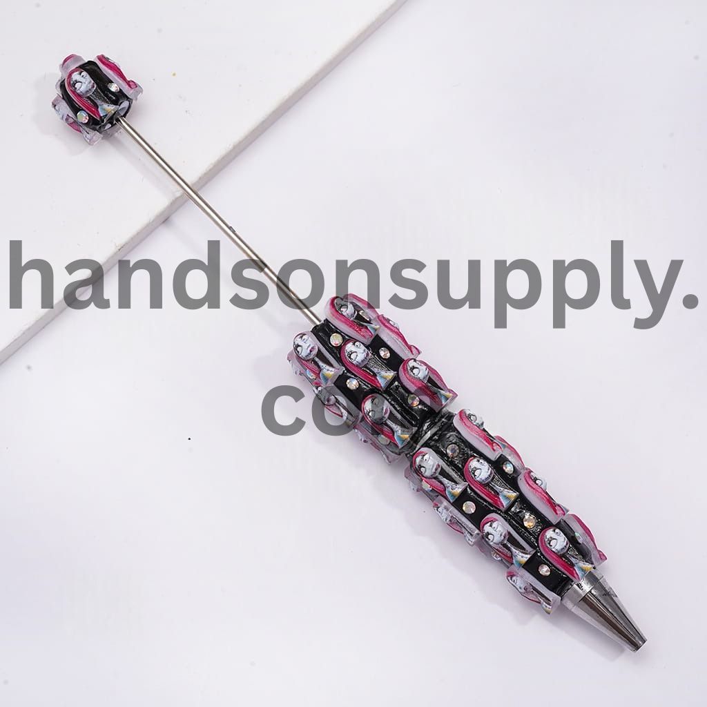Skull Skeleton Couple Character Series and AB Rhinestones Halloween Theme Beadable Clay Pens