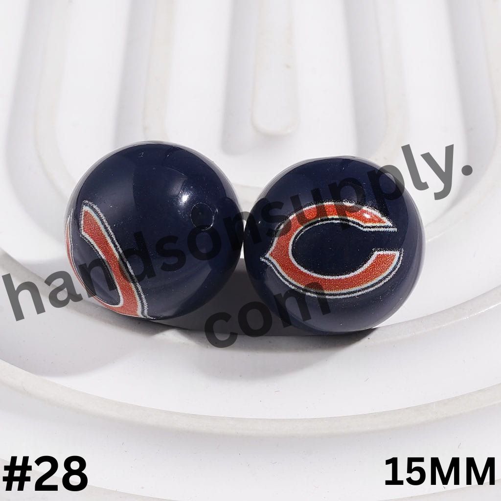 American Football Team Acrylic Beads for Bracelets, 15MM