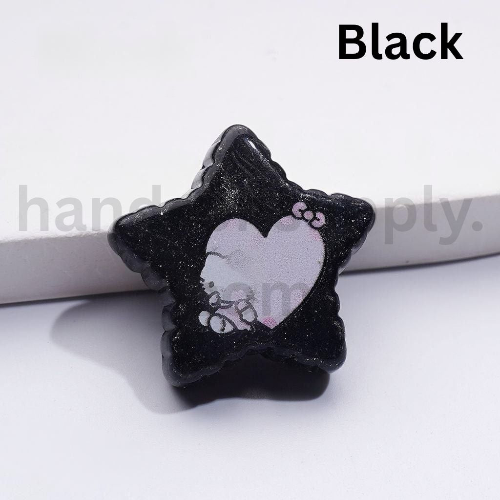 Glitter HK Kitten with Letters in Star Shape Colorful Acrylic Beads 24MM