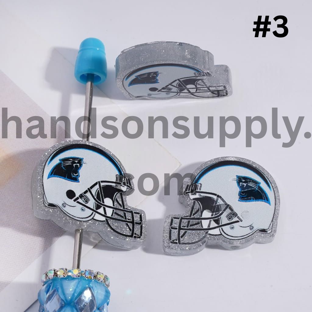 Silver Glitter USA American Football Helmet Shape Acrylic Beads 22*26MM