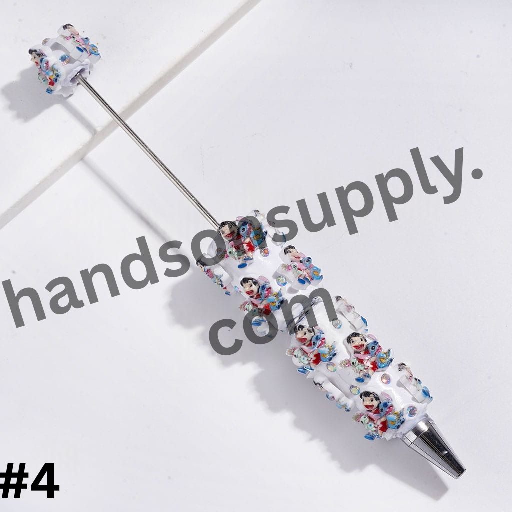 Cute Monster Character Series Design with Sparkling AB Rhinestones Beadable Clay Pens