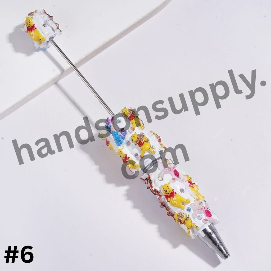 Playful Animal Character Series Donkey, Tiger, Bear & Pig with Sparkling AB Rhinestones Beadable Clay Pens, Multi-Color