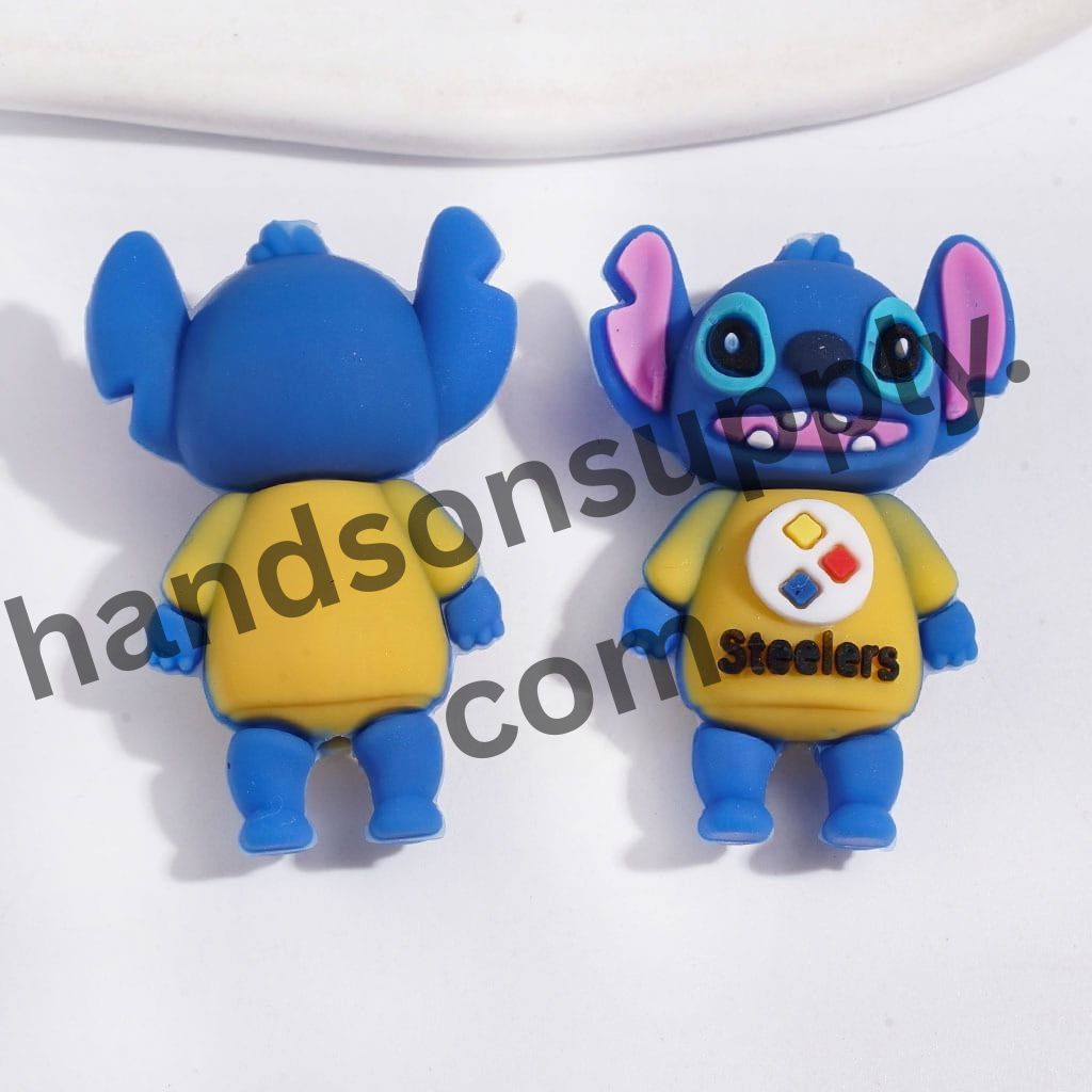 3D Cute Monster Character Wearing an American Football Jersey in Pittsburgh Team Colors Silicone Focal Beads, 38MM