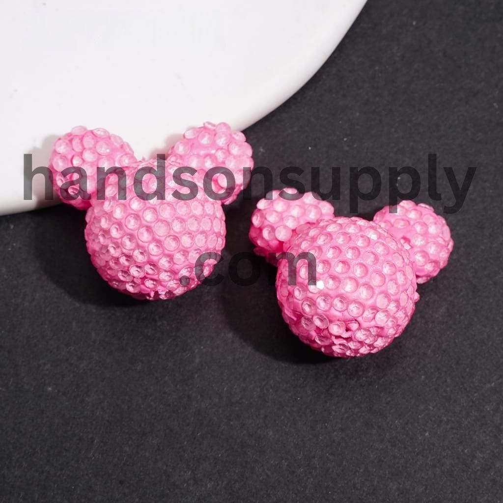 Vibrant Neon Colorful Mouse Head Shape with Sparkling Rhinestone Clay Beads 22*23MM, Multi-Color (Please Read Description)