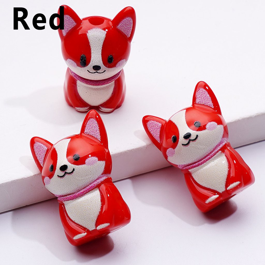 Adorable Solid Color Puppy Dog Acrylic Beads – 23x12MM Charm