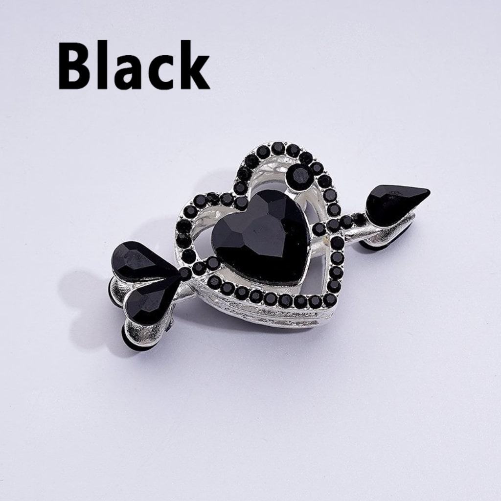 Elegant Silver Alloy Arrow Piercing a Heart Embellished with Vibrant Multi-Color Rhinestones & Beads Approx. 48x26MM