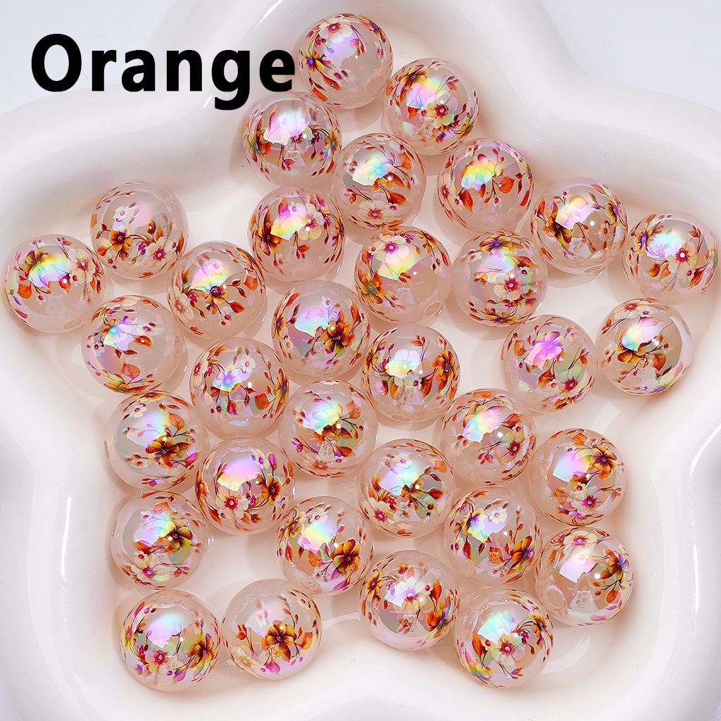 Charming Jelly-Colored Plum Blossom Beads – 16MM Acrylic with UV Shine