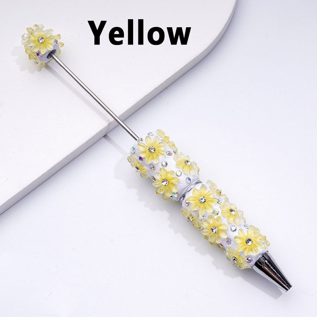 Vibrant Beadable Clay Pens with Mini AB Rhinestone Flowers – Clear Sparkle Accent