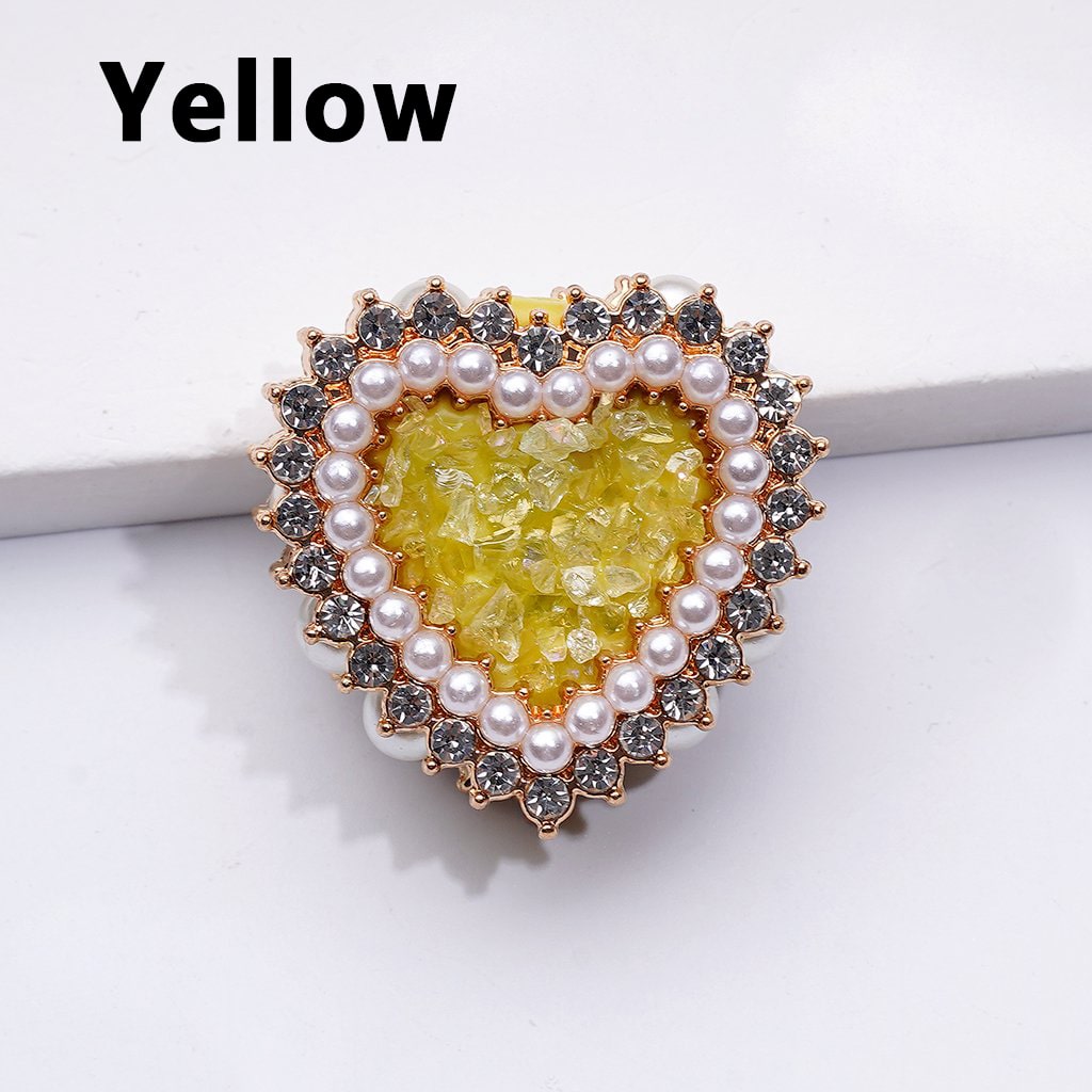 Shiny Rhinestones White Pearls Bling Bling Fancy Gold Alloy Heart with Mini Stones Rocks Clay Beads, Around 28*28*13MM