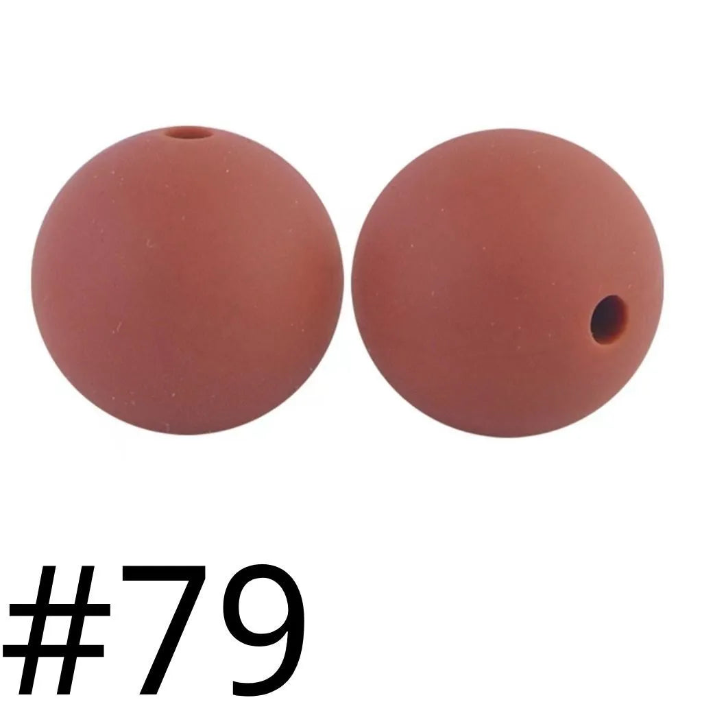 Silicone Beads, Solid Colors, 15 mm