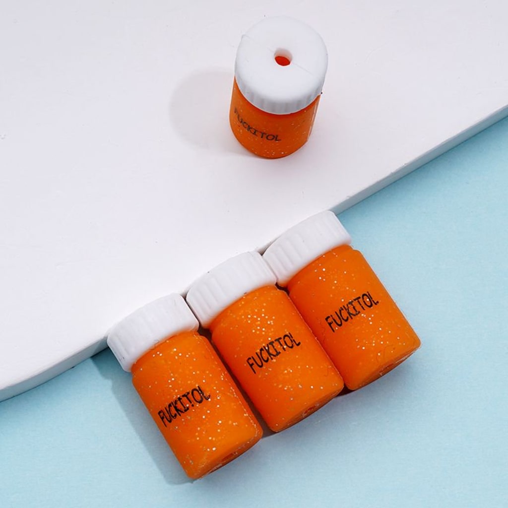3D Colorful Fuckitol Mood Capsule Bottle Silicone Focal Beads