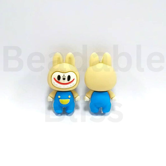 3D Little Cute Cartoon Monster Doll Chracter in Blue Yellow TinyTreasures Silicone Focal Beads