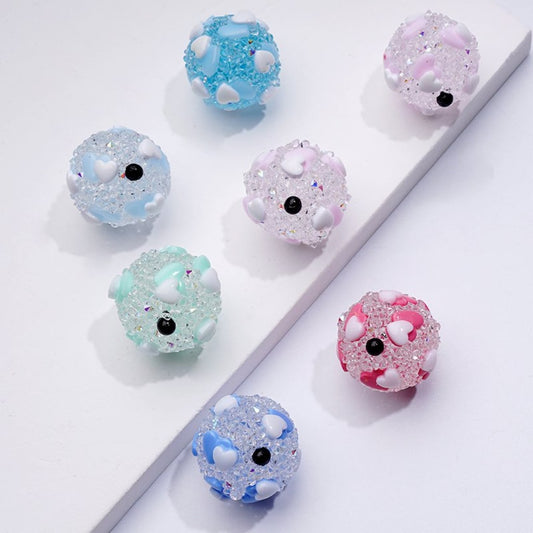 Clear Sugar Acrylic Beads Mini Heart Design, Approx. 16MM, Assorted Colors