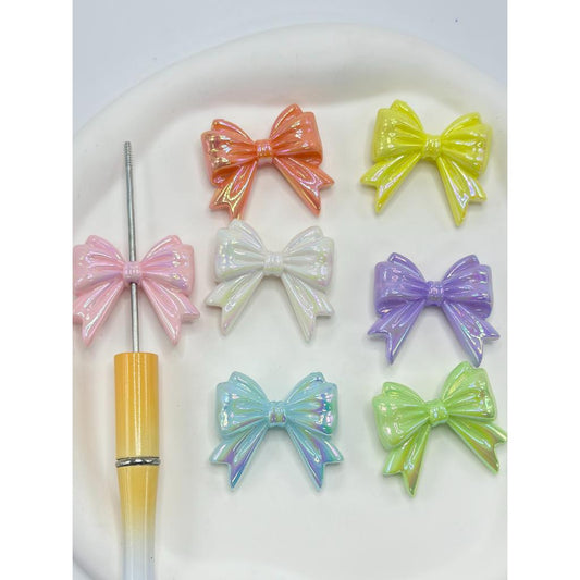 Cute Pastel color Bowtie See Thru Clear,Solid, Acrylic Beads, Random Mix Color,