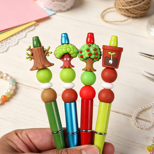 3D Tree, Log & Flower Pot Designs, Mini Plant Garden Theme Silicone Focal Beads