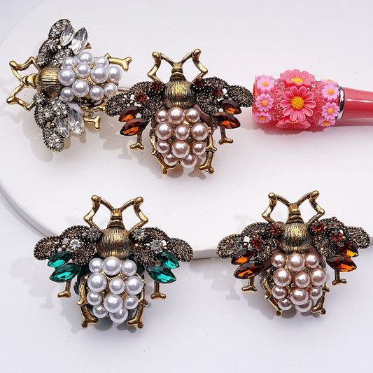 Copper Alloy Ladybug Fancy Exquisite with Shiny Rhinestones White Pearls Cute Butterflies Hearts Snowflakes and Clay Beads Around 48*40MM
