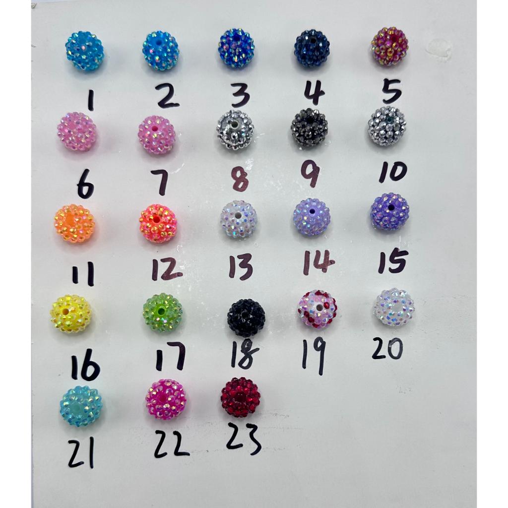 Sparkling Bling Bling Beads with Acrylic Rhinestones, 16mm