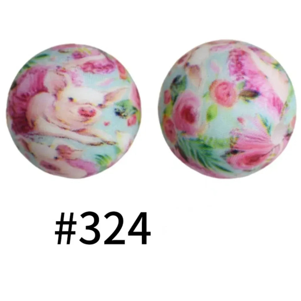 Round Printed Silicone Beads 15 mm