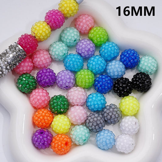 Waxberry Ball Acrylic Beads Clear Round Design with 16MM Rhinestone Sparkle Finish