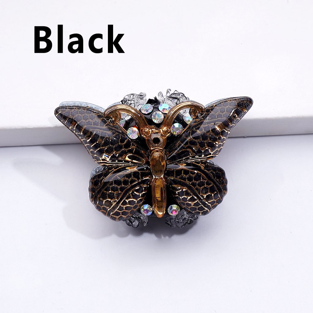 Delicate Colorful Vivid Gold Stripes Butterfly AB Rhinestones Mini Cute Clear Flowers Clay Beads, Around 38*23MM