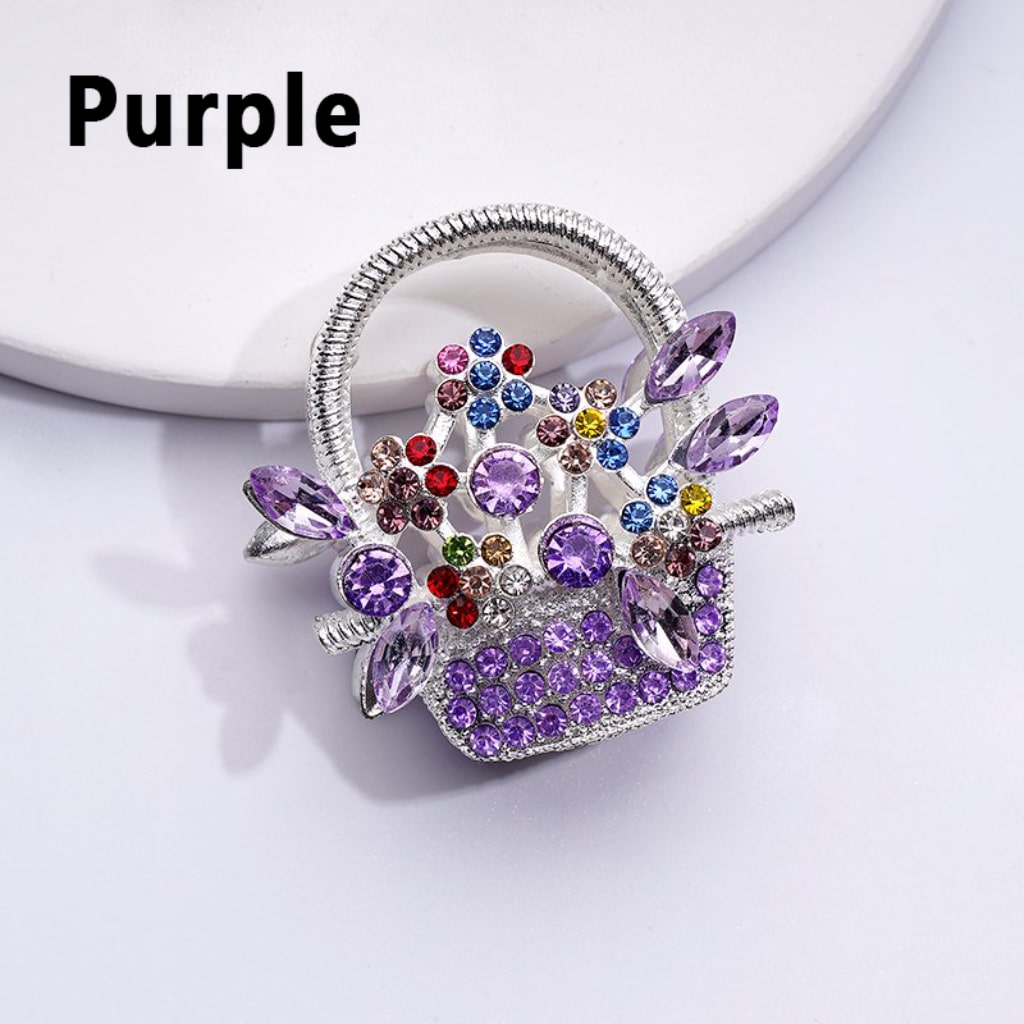Glittering Silver Alloy Flower Basket Beads Adorned with Sparkling Multi-Color Rhinestones Approx. 37x37MM