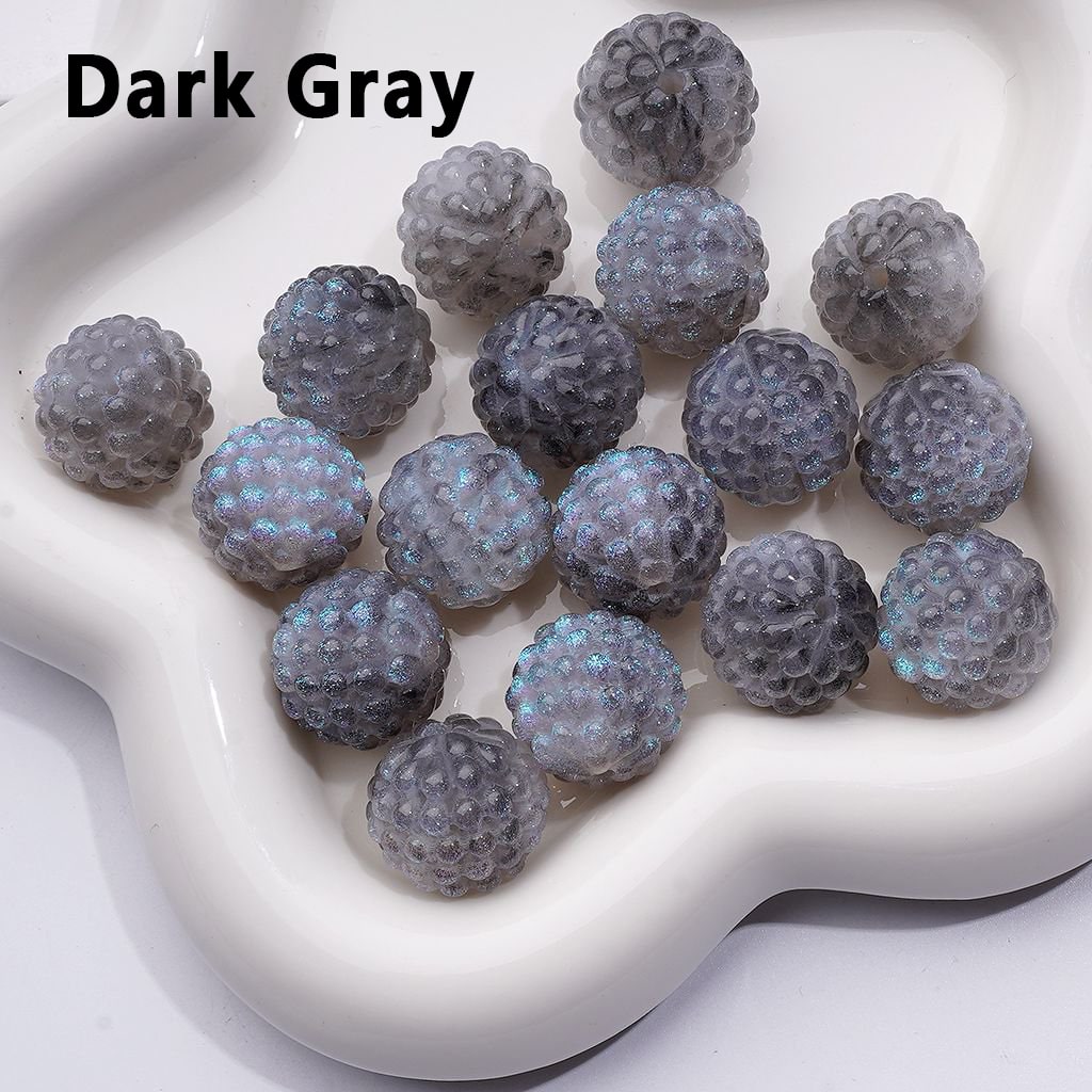 Vibrant Multi-Color Glitter Waxberry Resin Acrylic Beads with a Lustrous Shine, Around 18MM