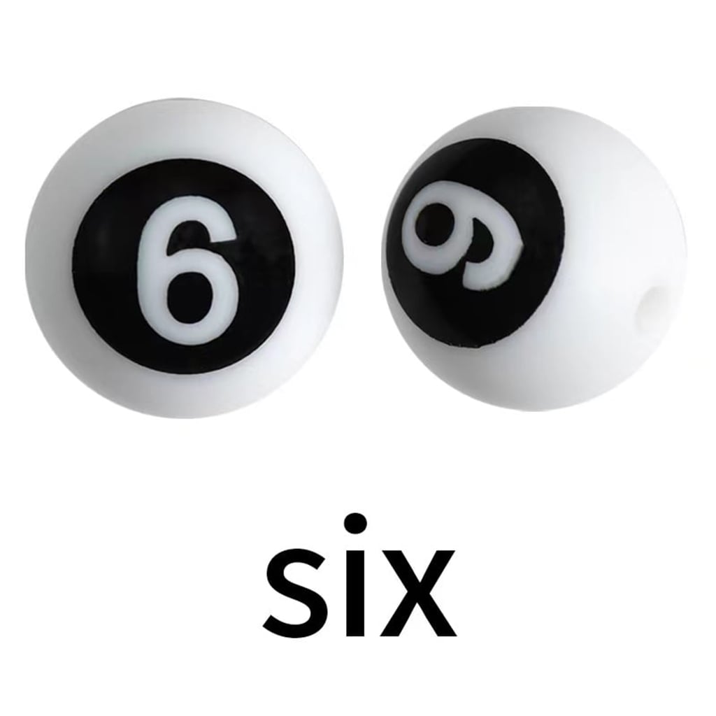 Round Numbers Printed Silicone Beads, Size 15mm