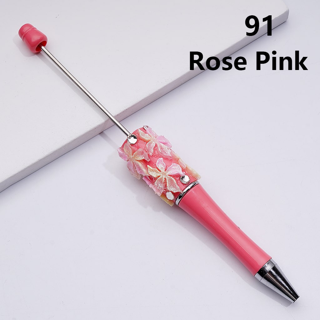 Glitter Shiny Flowers with Clear Rhinestones Double Color Beadable Pens