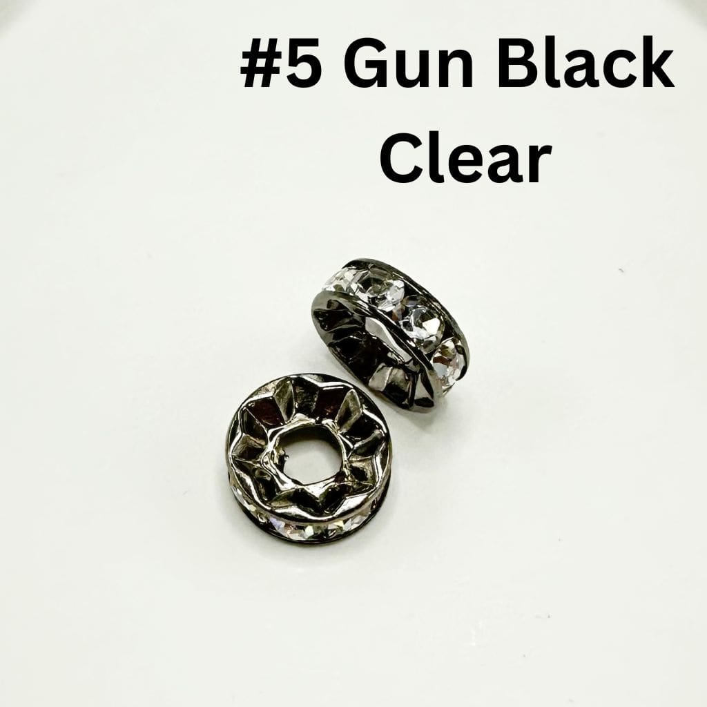 Round Metal Spacers Large Hole Spacer Beads with Rhinestones & Large Hole, Size 15mm