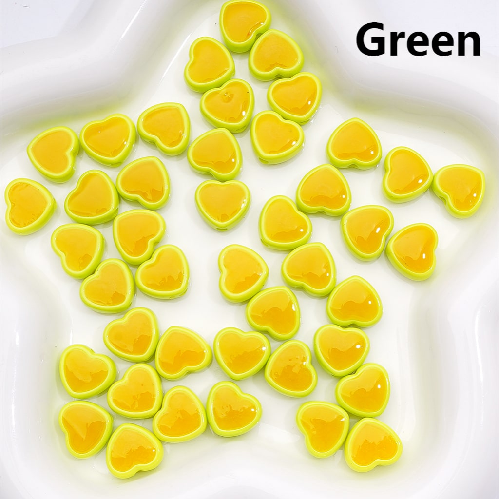 Mini Luminous Heart Acrylic Beads in Multi-Colors, 13×12MM (500pcs Single Color Whole Bag Available)
