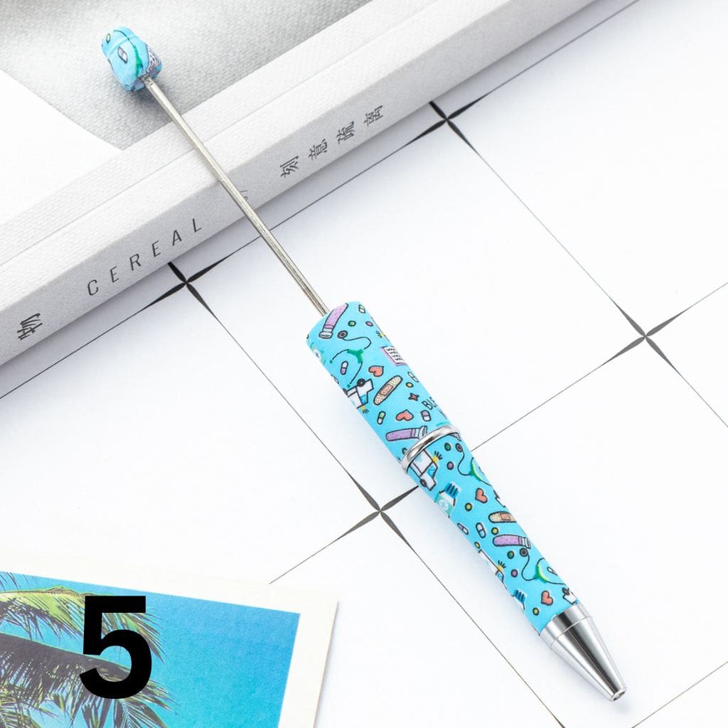 Nurses Doctor Print Beaded Pens with Healthcare Design Random Mix Beadable Pens
