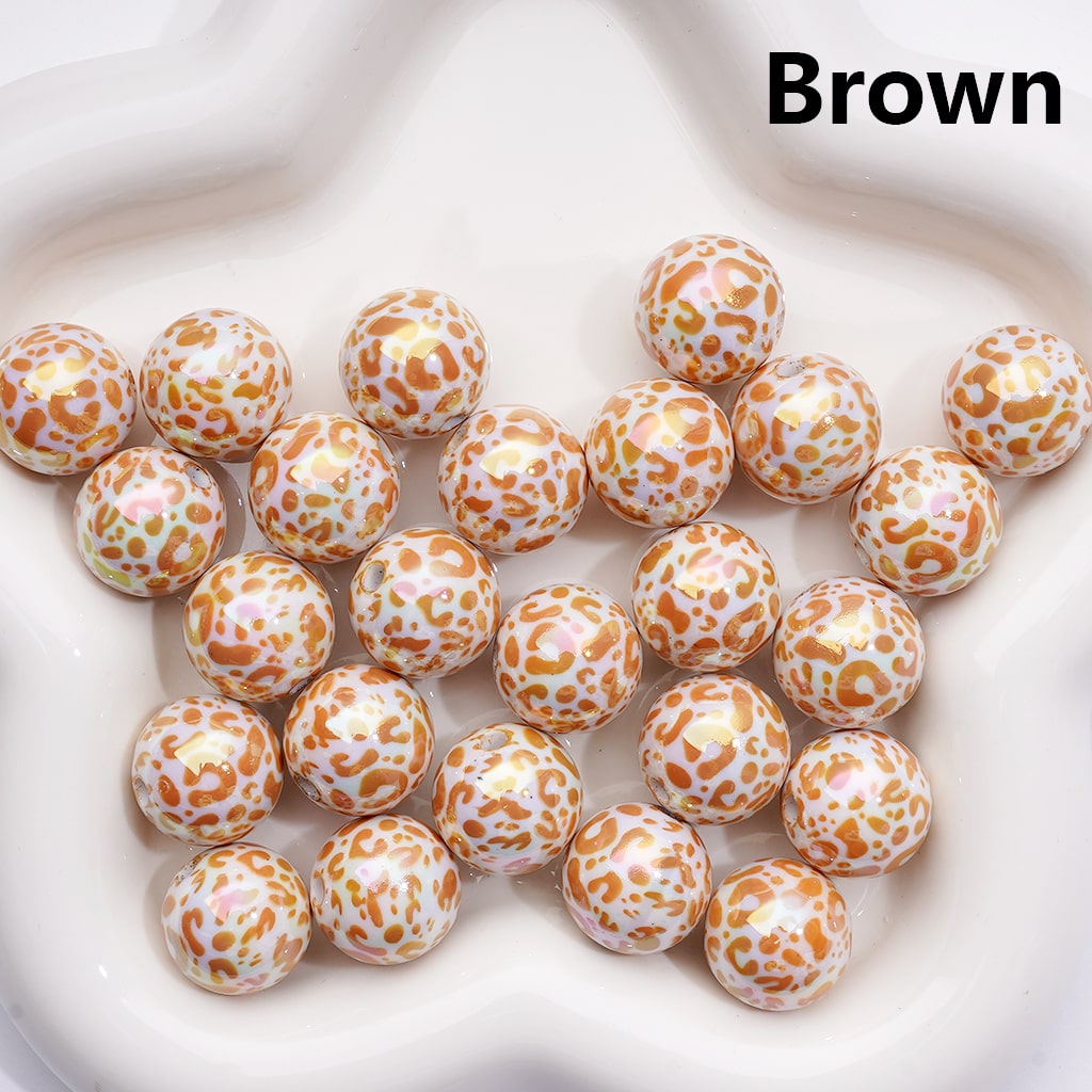 UV Coated Leopard Print Multi-Color Round Acrylic Beads 16mm ((Single Color is available for 200pcs(Whole Bag))
