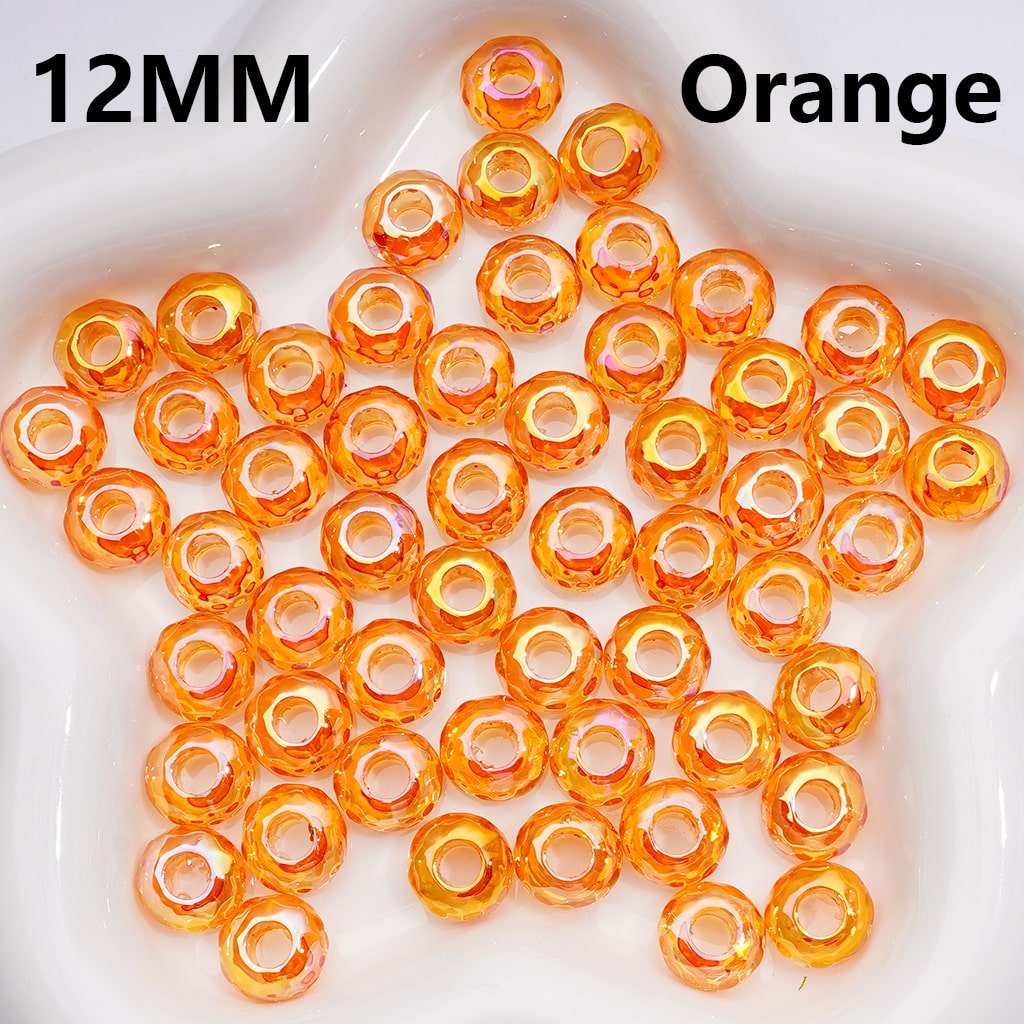 UV Coated Wheel Shape with Large Hole Translucent Multi-Color Acrylic Beads 12MM