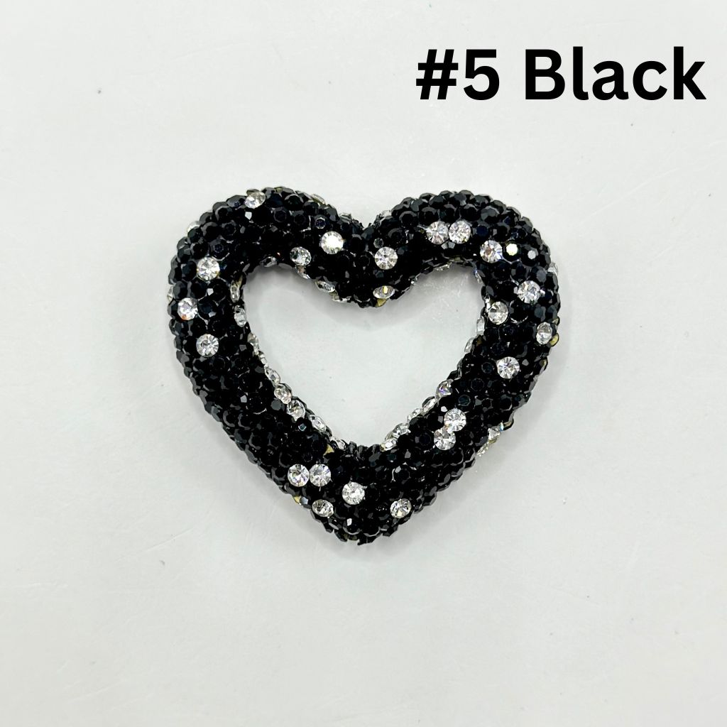 Heart Frame Bling Bling Clay Beads with Rhinestones, 48MM by 42MM