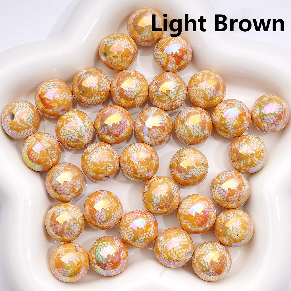 UV Coated Lace Butterfly Prints Multi-Color Acrylic Beads 16MM (Single Color for 200pcs)
